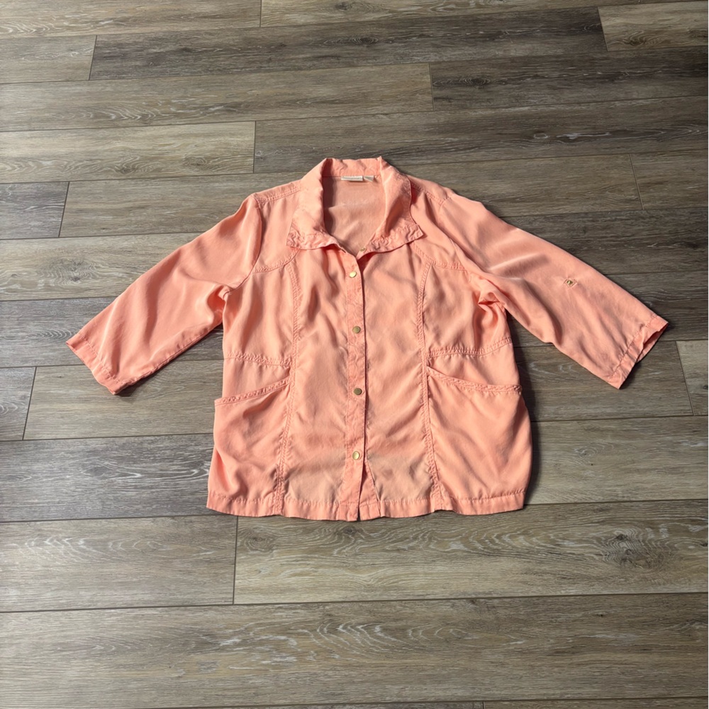 Chico's Jacket Sz 3 (XL) Peach Utility Lightweight Coastal Beach Mature *Read*